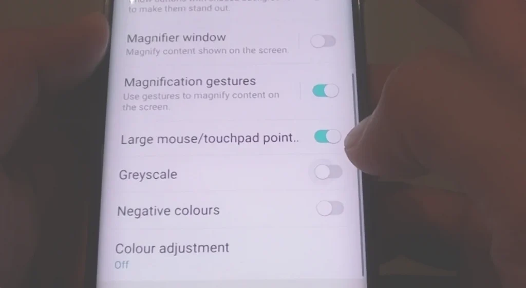 Grayscale on Samsung Galaxy settings