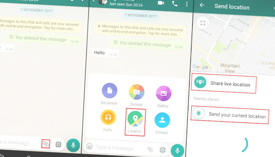 Sharing location on whatsapp