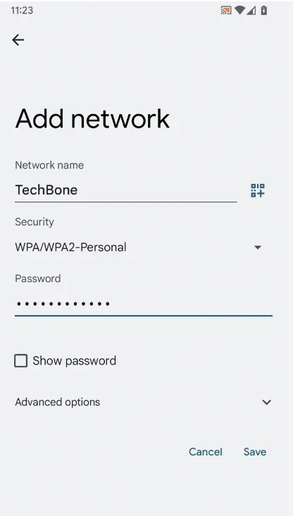 Add network menu