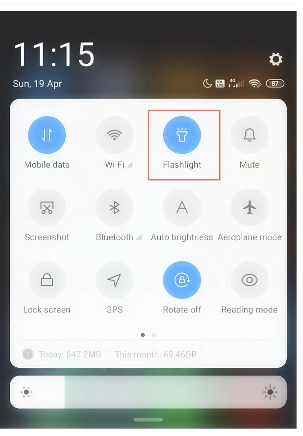 Built-in flashlight feature in Android phone