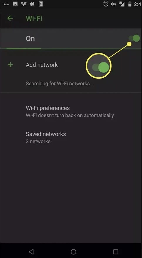 Wi-Fi switch mode on