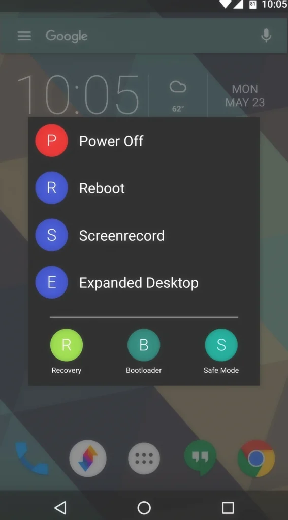 Power off android menu