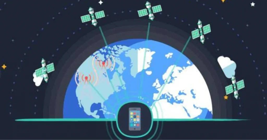Smartphone connected to satellites