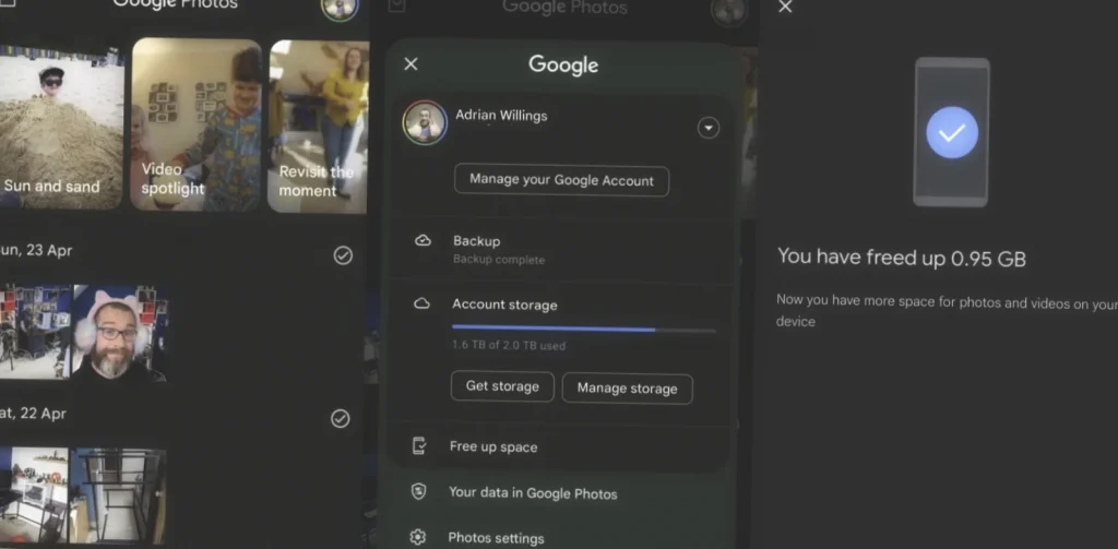 Transferring Files to Google Photos account storage