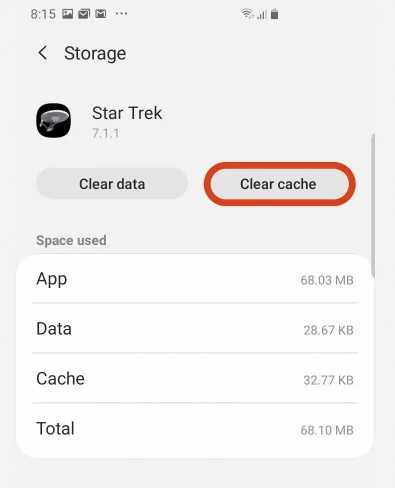 Clear App Cache and Data