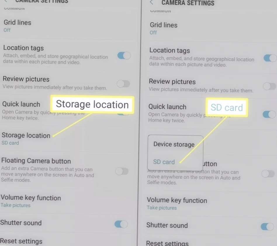 Changing storage location on Android