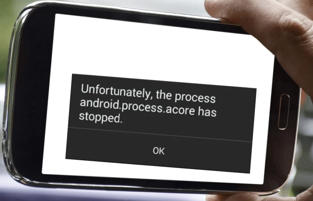 android.process.acore Has Stopped error on smartphone