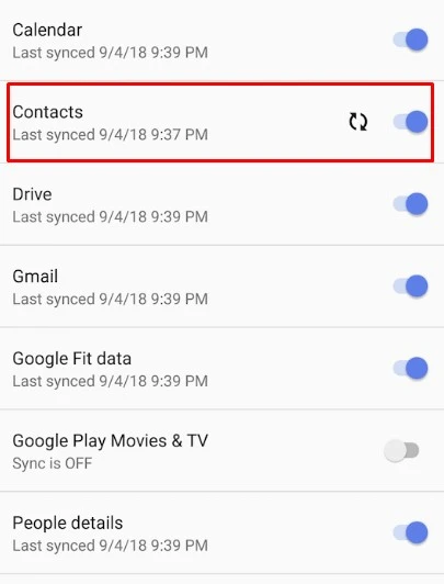 Disabling  Google Contacts Sync