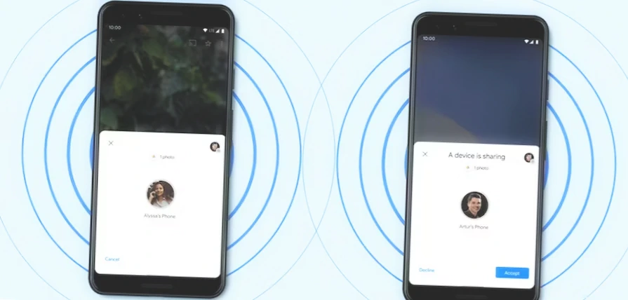 Two smartphones connecting